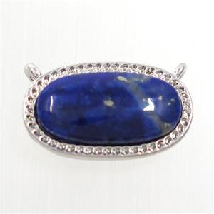 blue Lapis Lazuli oval pendant with 2loops, copper, platinum plated, approx 10-17mm [GM10604]