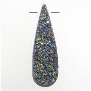 rainbow druzy quartz pendant, teardrop, approx 10-35mm [GM10614]