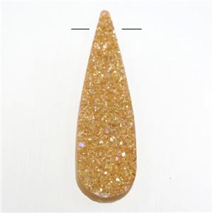 gold champagne druzy quartz pendant, teardrop, approx 10-35mm [GM10615]