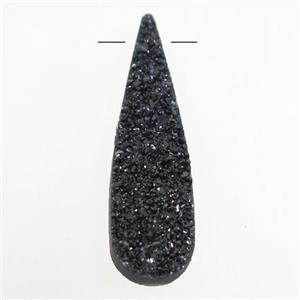 black druzy quartz pendant, teardrop, approx 10-35mm [GM10618]