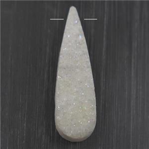 white ab-color druzy quartz pendant, teardrop, approx 10-35mm [GM10619]