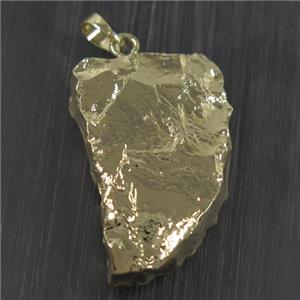 hammered Clear Quartz pendant, horn, gold plated, approx 20-40mm [GM10622]