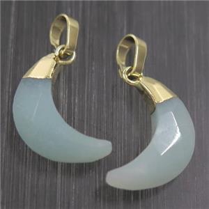 Amazonite crescent pendant, faceted moon, gold plated, approx 8-18mm [GM10639]