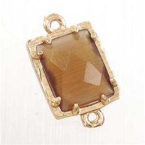 coffee crystal glass connector, rectangle, gold plated, approx 9x11mm [GM10654]