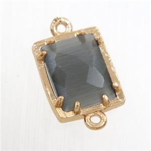 gray glass connector, rectangle, gold plated, approx 9x11mm [GM10659]