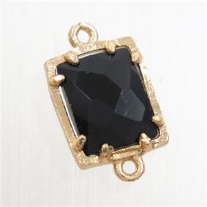 black glass connector, rectangle, gold plated, approx 9x11mm [GM10660]