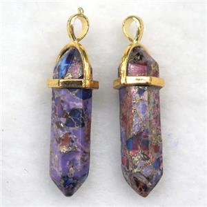 purple Imperial Jasper bullet pendant, approx 8-30mm [GM10720]