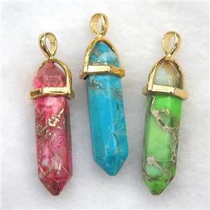 Imperial Jasper bullet pendant, mix color, approx 8-30mm [GM10721]