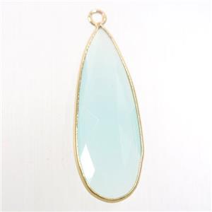 greenwhite crystal glass pendant, teardrop, gold plated, approx 15-33mm [GM10734]