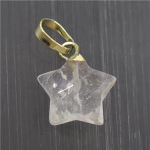 Clear Quartz star pendant, gold palted, approx 12mm dia [GM10747]