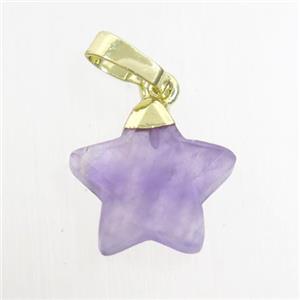 purple Amethyst star pendant, gold plated, approx 12mm dia [GM10761]