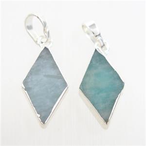 green Amazonite rhombic pendant, silver plated, approx 9-15mm [GM10769]