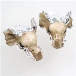 resin elephant pendant, silver plated, approx 35-40mm [GM10779]