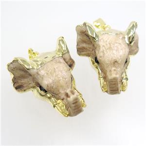 resin elephant pendant, gold plated, approx 35-40mm [GM10780]