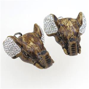 resin elephant pendant paved rhinestone, approx 35-40mm [GM10781]