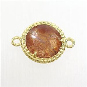 orange MoonStone circle connector, gold plated, approx 12mm dia [GM10873]