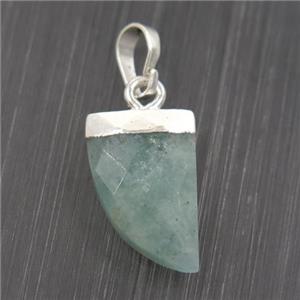 green Amazonite horn pendant, silver plated, approx 10-15mm [GM10933]