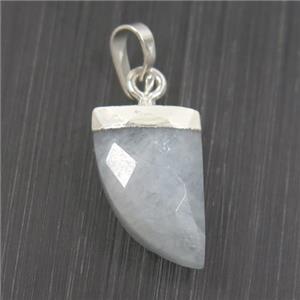 Aquamarine horn pendant, silver plated, approx 10-15mm [GM10934]