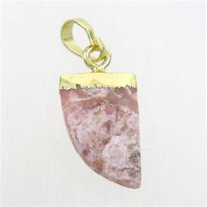 Rhodonite horn pendant, gold plated, approx 10-15mm [GM10936]