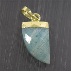 green Amazonite horn pendant, gold plated, approx 10-15mm [GM10942]