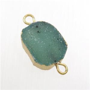 blue Druzy Agate connector, gold plated, approx 10-13mm [GM10970]