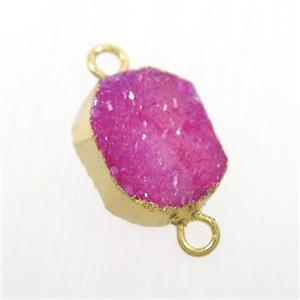 hotpink Druzy Agate connector, gold plated, approx 10-13mm [GM10971]