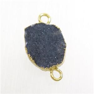 deepgray Druzy Agate connector, gold plated, approx 10-13mm [GM10973]