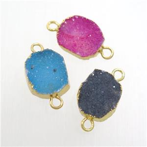 mix color Druzy Agate connector, gold plated, approx 10-13mm [GM10975]