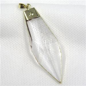 Glass crystal leaf pendants, gold plated, approx 24-70mm [GM10988]