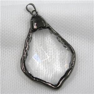 Glass crystal teardrop pendants, black plated, approx 35-55mm [GM10996]