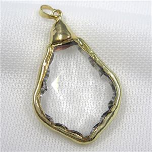 Glass crystal teardrop pendants, gold plated, approx 35-55mm [GM10997]