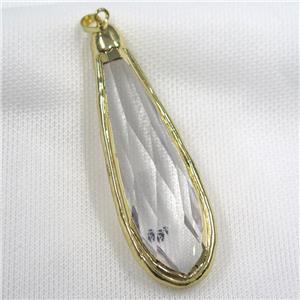 Glass crystal teardrop pendants, gold plated, approx 25-80mm [GM10998]