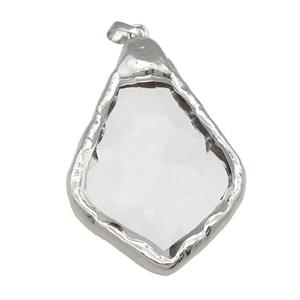 Glass crystal teardrop pendants, platinum plated, approx 43-65mm [GM11000]