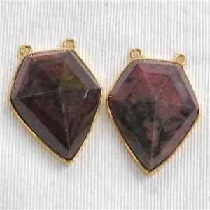 Rhodonite arrowhead pendants, gold plated, approx 20-25mm [GM11002]