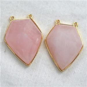 Rose Quartz arrowhead pendants with 2loops, gold plated, approx 20-25mm [GM11005]