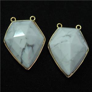 white Howlite Turquoise arrowhead pendants, gold plated, approx 20-25mm [GM11011]