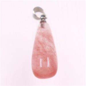 pink watermelon quartz teardrop pendants, approx 10-25mm [GM11018]
