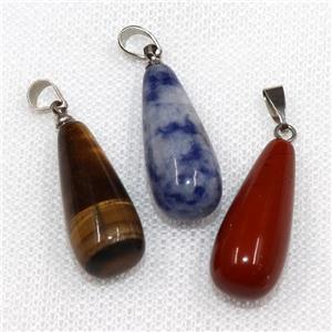 mixed gemstone pendants, teardrop, approx 10-25mm [GM11021]