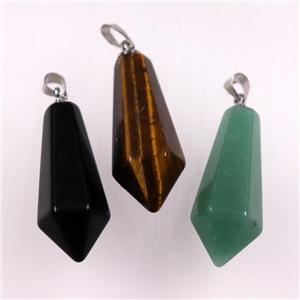 mixed gemstone pendants, faceted teardrop, approx 14-30mm [GM11028]