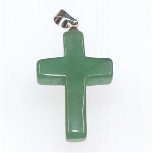 Green Aventurine pendants, cross, approx 18-25mm [GM11043]