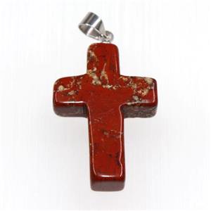 Red Jasper pendants, cross, approx 18-25mm [GM11044]
