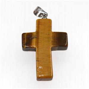 tiger eye stone pendants, cross, approx 18-25mm [GM11046]