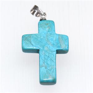 blue turquoise pendants, cross, approx 18-25mm [GM11047]
