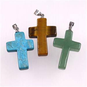 gemstone pendants, cross, approx 18-25mm [GM11049]
