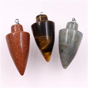mixed gemstone pendants, bullet, approx 18-35mm [GM11056]