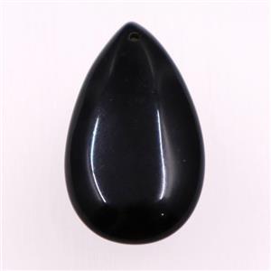 black agate pendants, teardrop, approx 20-35mm [GM11061]