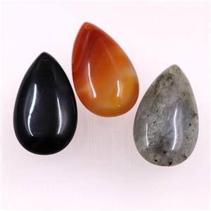 mixed gemstone pendants, teardrop, approx 20-35mm [GM11064]