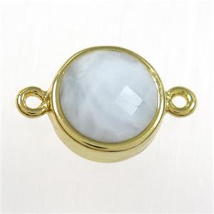 Aquamarine circle connector, gold plated, approx 10mm dia [GM11131]