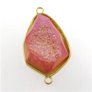 red druzy agate connector, teardrop, gold plated, approx 18-24mm [GM11161]