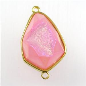 hotpink druzy agate connector, teardrop, gold plated, approx 18-24mm [GM11162]
